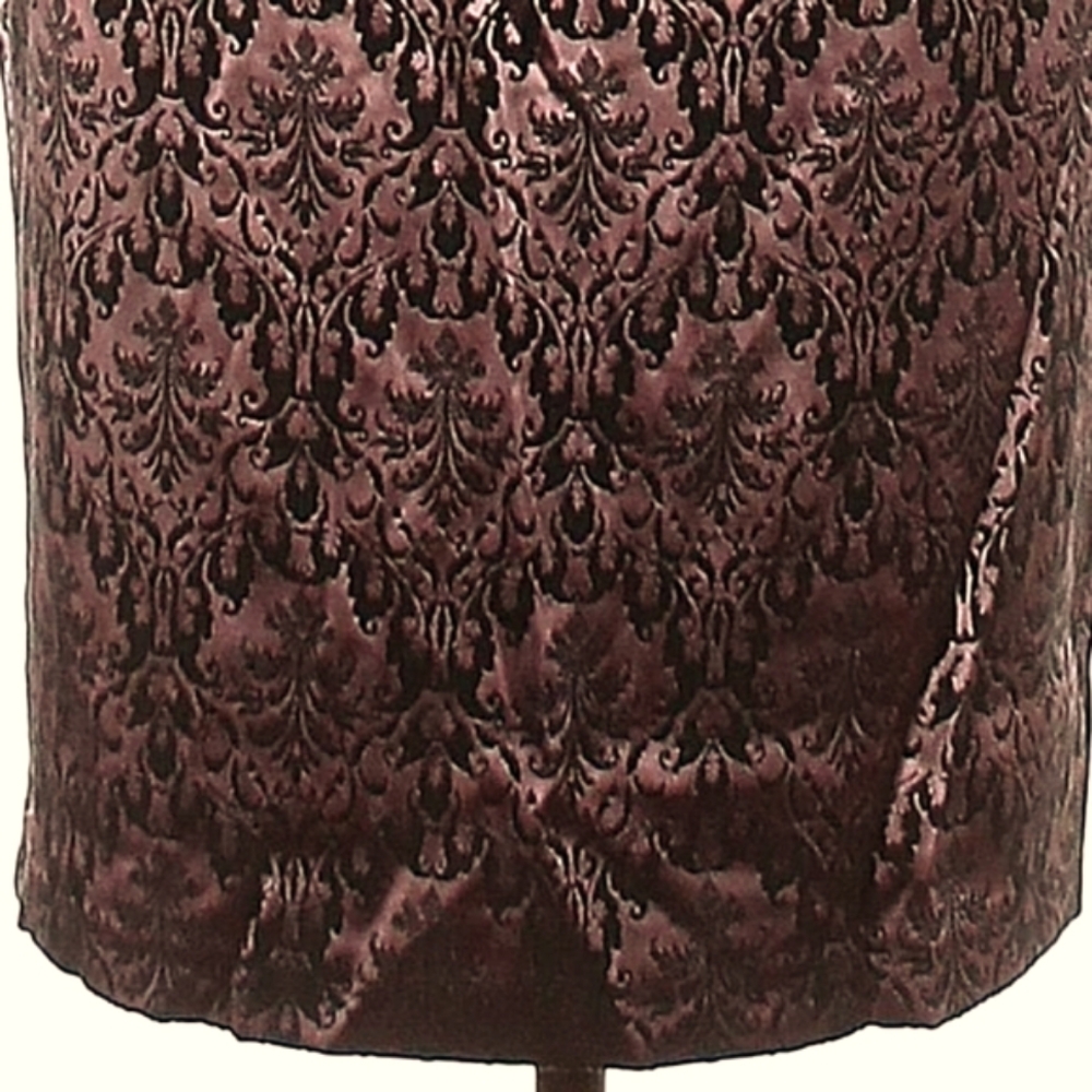 🩷🖤🩷 Glamorous Pink & Black Satin Damask Print Pencil Skirt - L - Picture 4 of 7